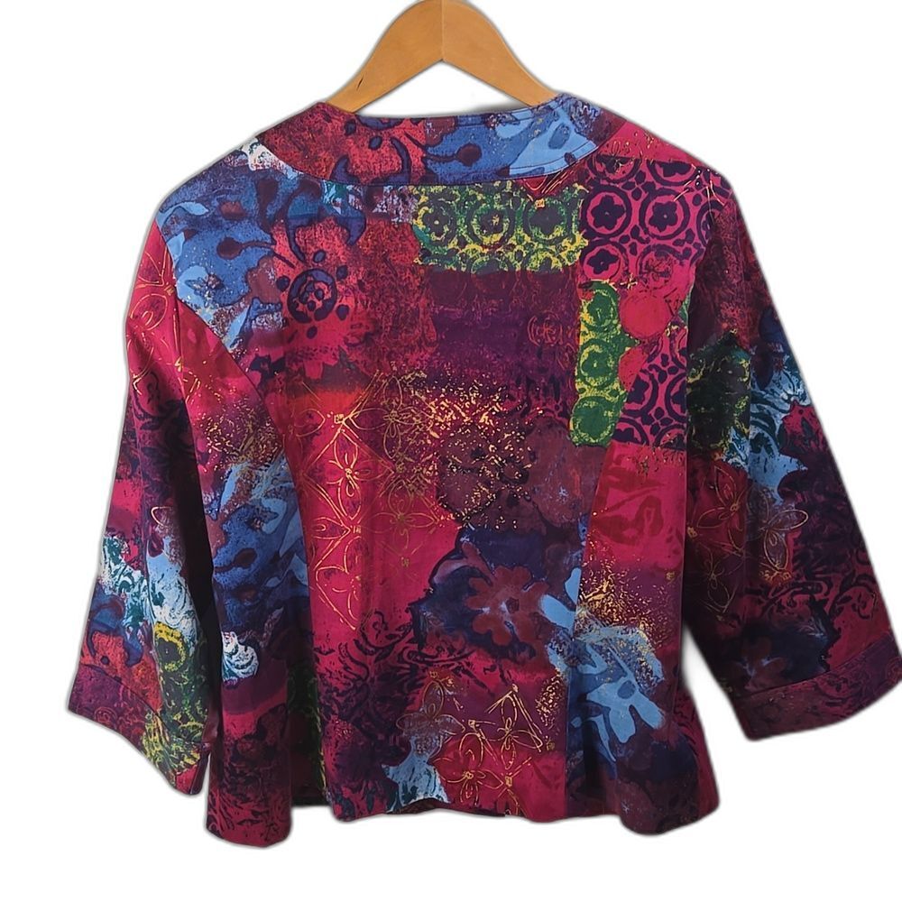 Coldwater Creek Women's Multicolor 3/4 Sleeve Artsy Boho Blazer Jacket Sz 16 - Picture 3 of 9